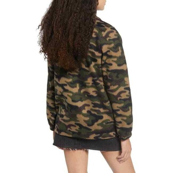 BP.‎ Cozy Fleece Jacket Sweater Snap Button Camo Top Extra Extra Small XXS - Picture 3 of 8